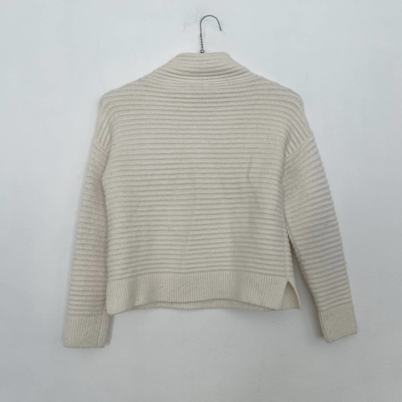 Madewell Belmont Mockneck Sweater Women's Size XS White Ribbed Wool Blend - Picture 3 of 5